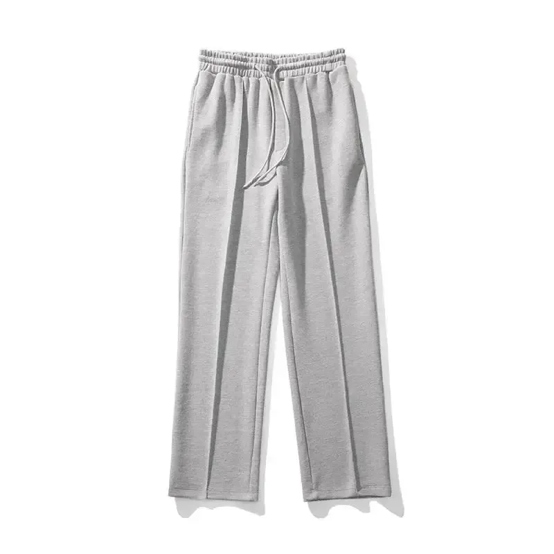 2024 KPOP Fashion Style Harajuku Slim Fit Straight Sweatpants Men Loose All Match Casual Pants Solid Pockets Wide Leg Trousers