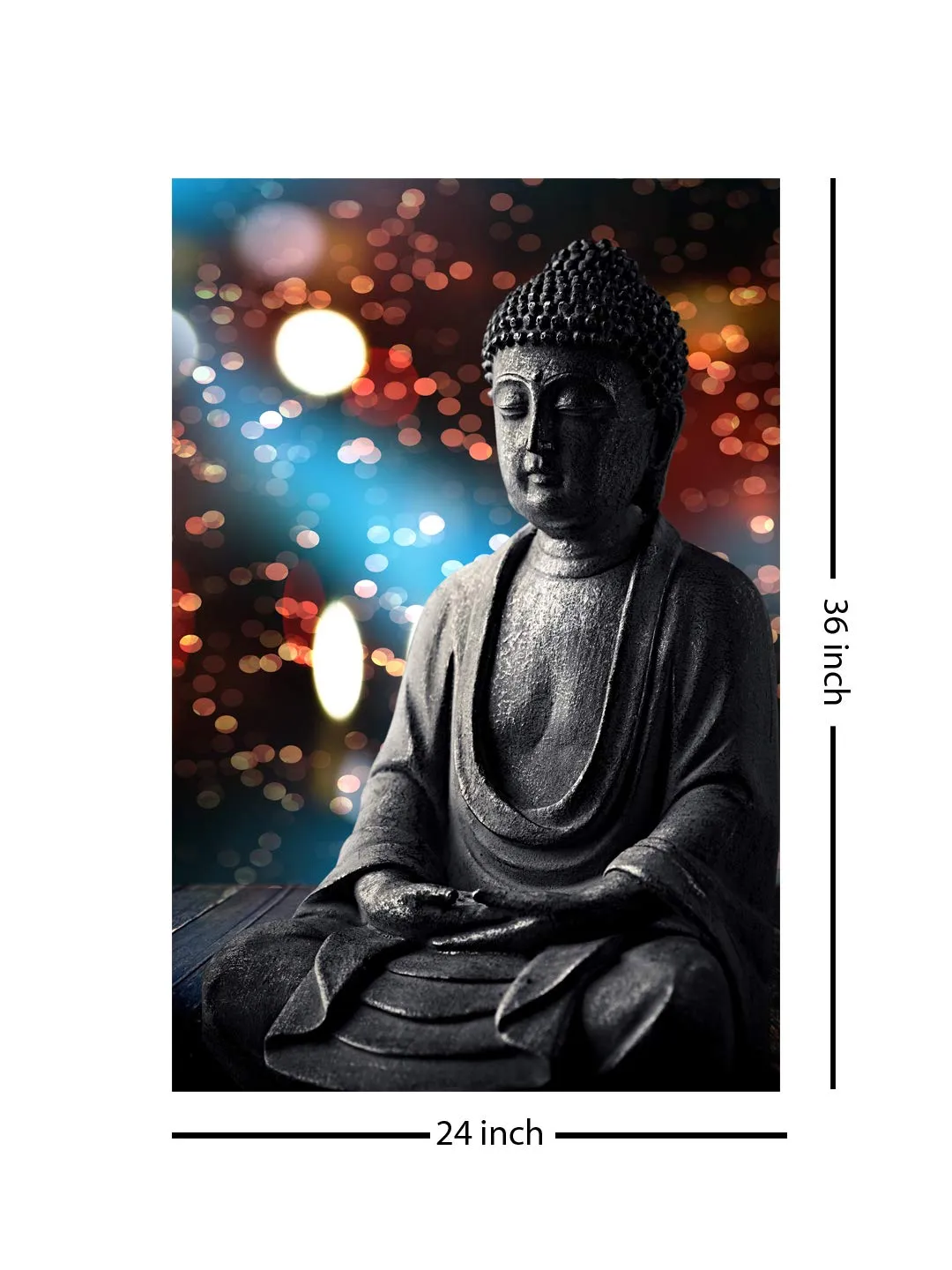999STORE Lord Gautam Buddha Wall Canvas Painting with Frame for Living Room Buddha Wall Art Painting Home (Canvas 36X24 Inches Stretched) (Multicolor)