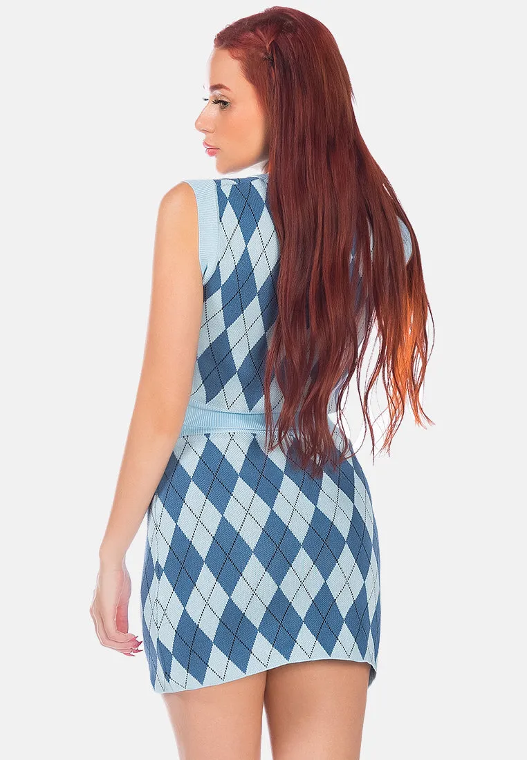 Argyle Checks Knitted Crop Top