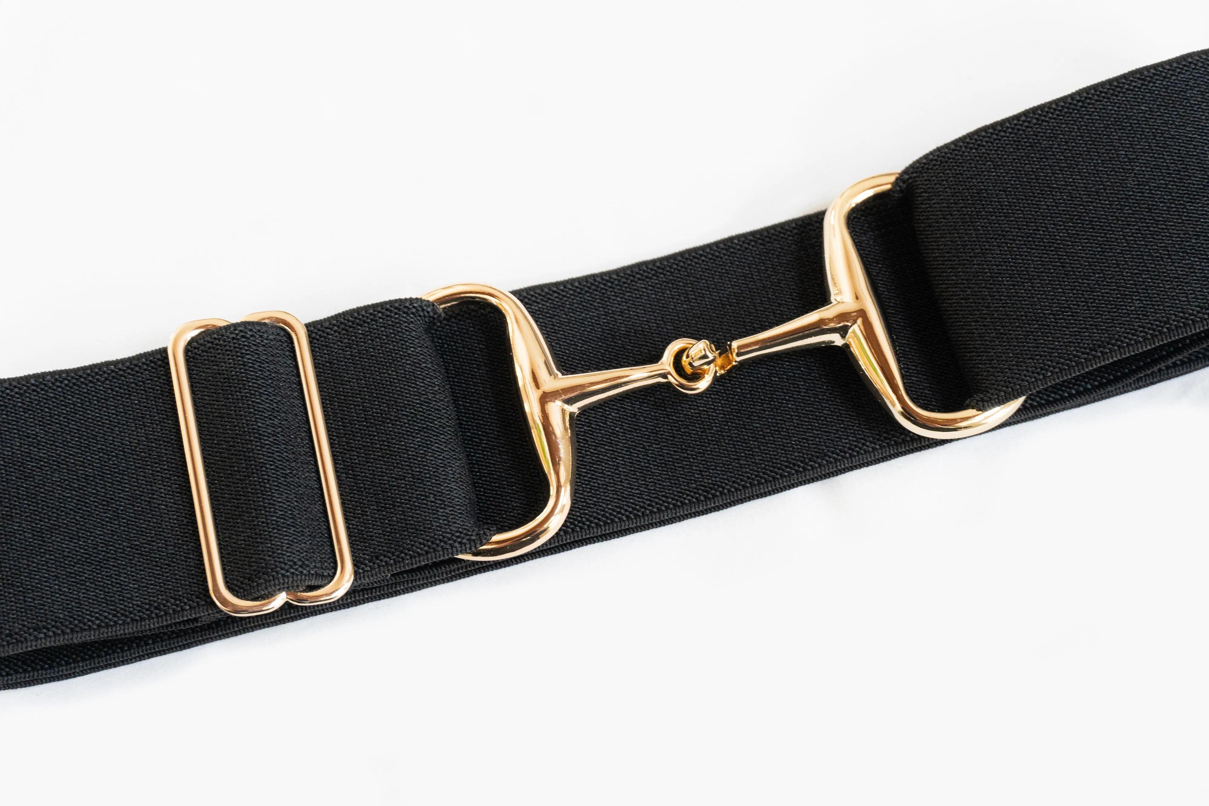 Black - 2" Gold Snaffle Elastic Belt