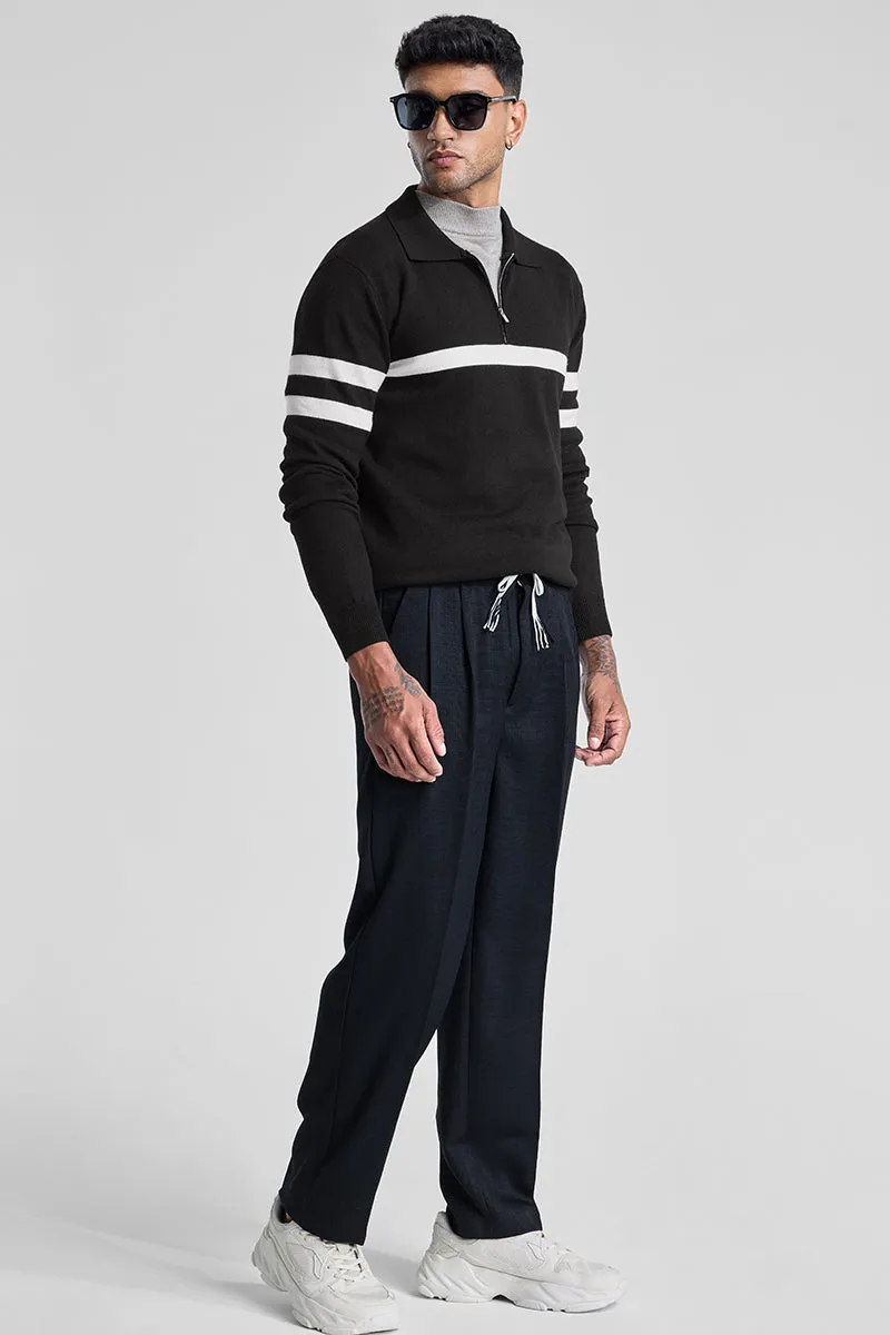 Black Stripes Polo Sweater