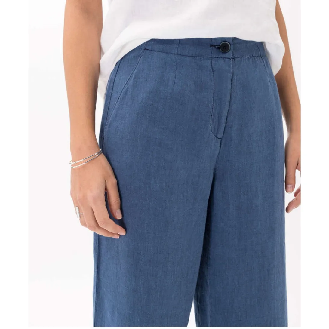 Brax Linen Trousers Slim Silhouette Maine S 71-2208 Dark Blue