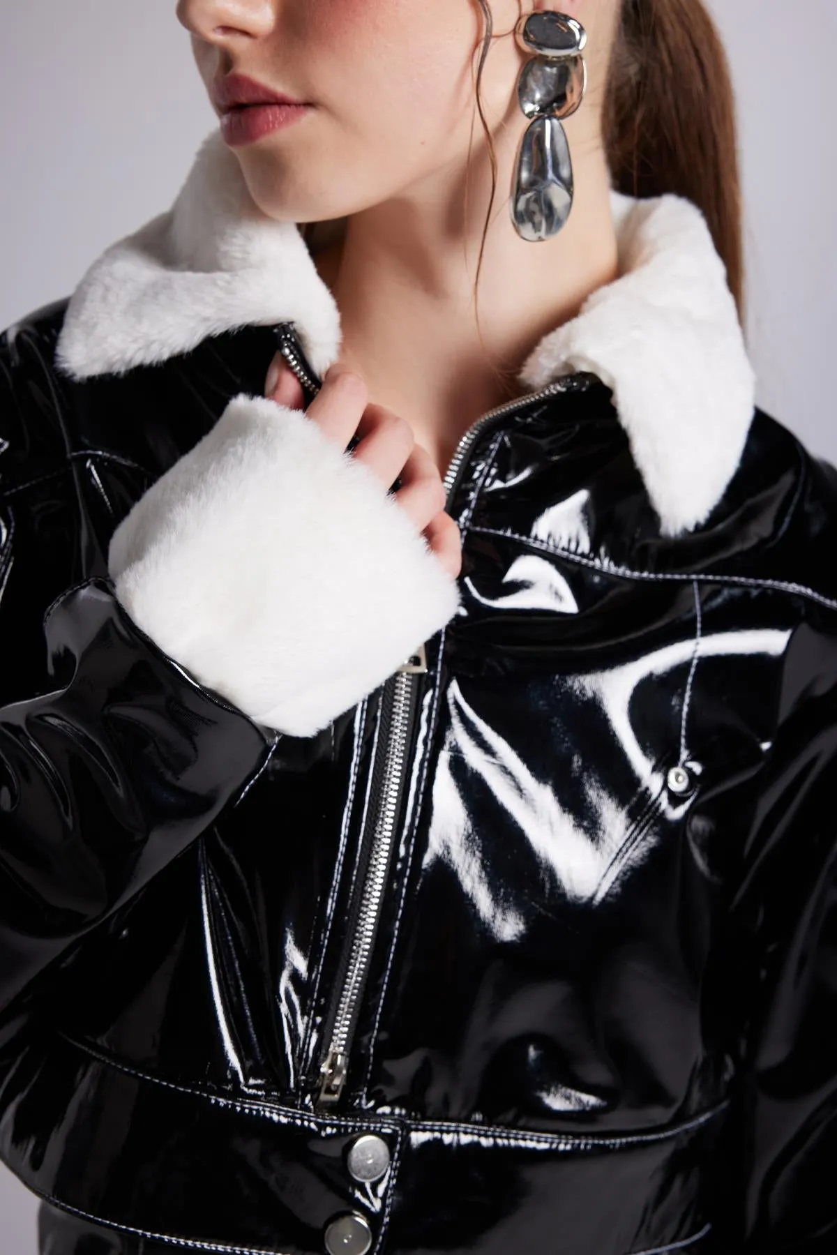 Bria Plush Detail Jacket Black