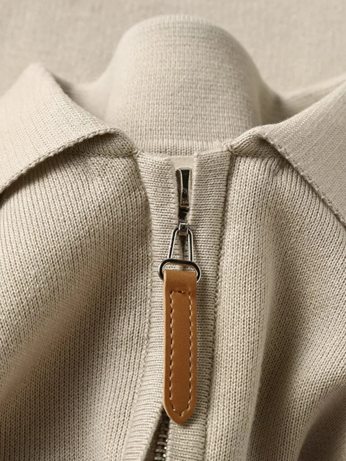 Casual Zip Neck Knitted Polo Shirt