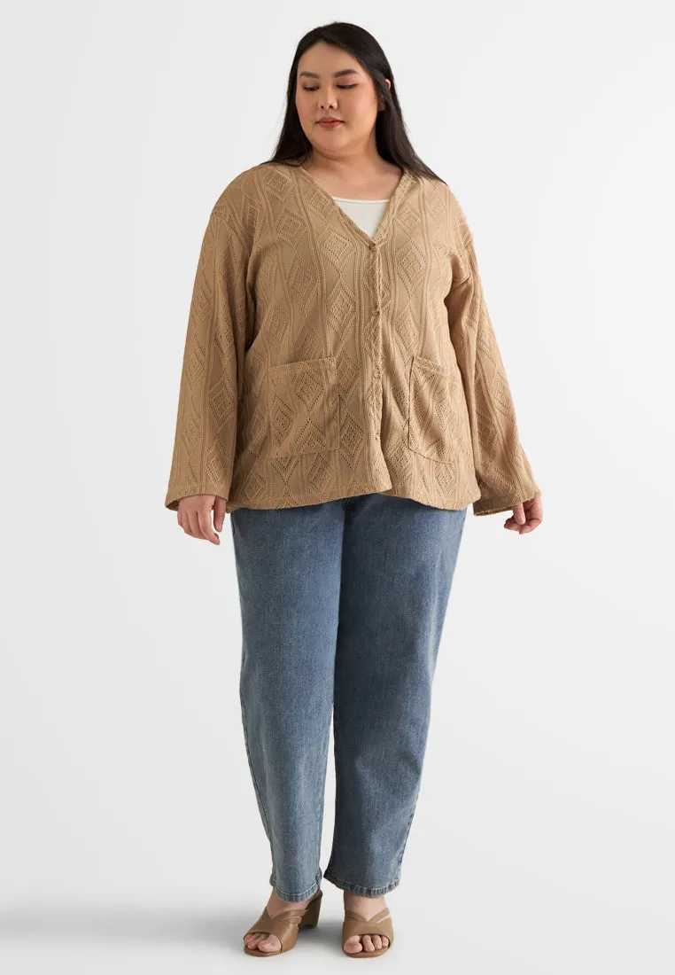 Dakota V-Neck Long Sleeves Crochet Cardigan