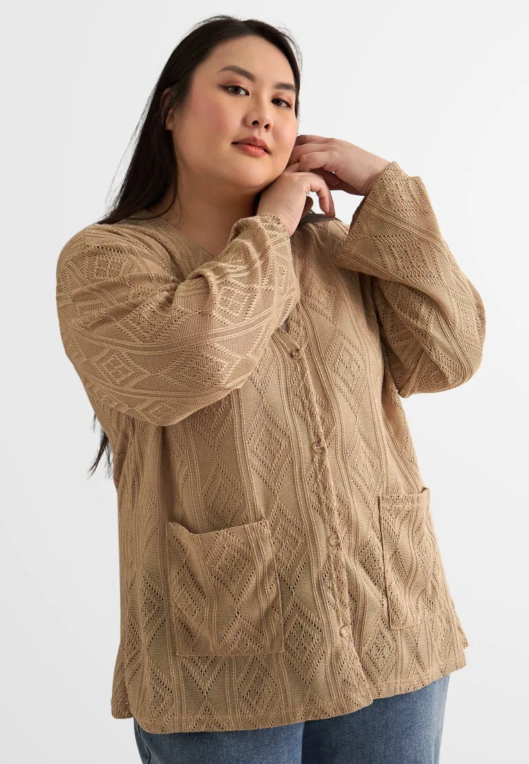 Dakota V-Neck Long Sleeves Crochet Cardigan