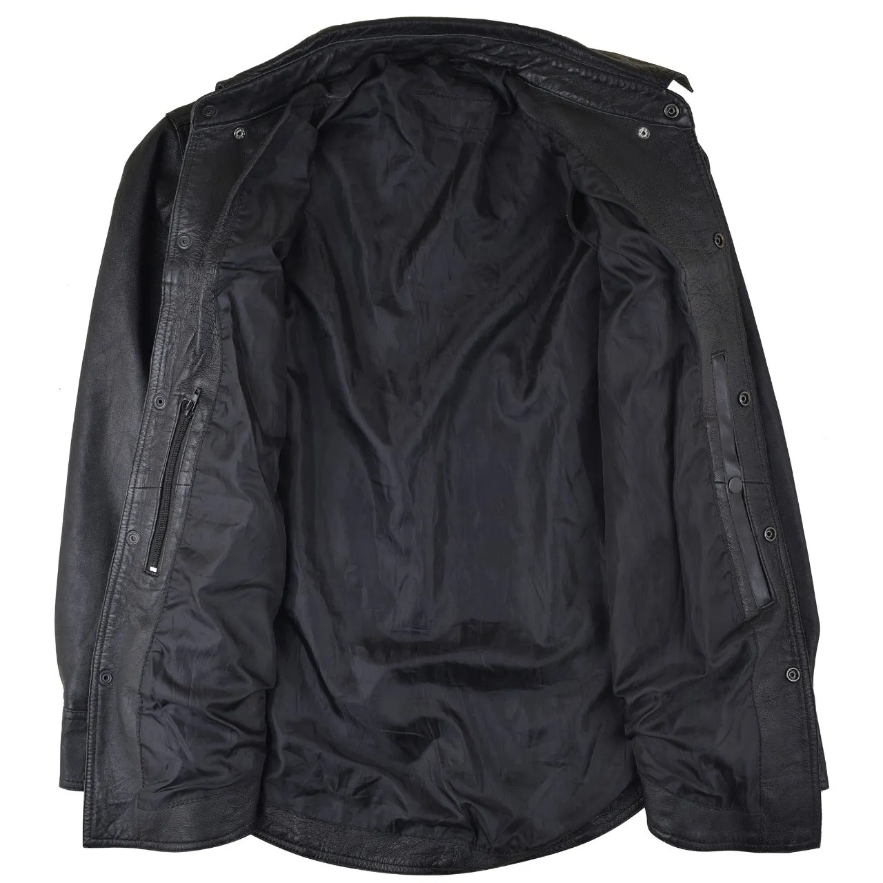 HMM504 Vance Leather High Mileage Men's Black Naked Cowhide Leather Shirt
