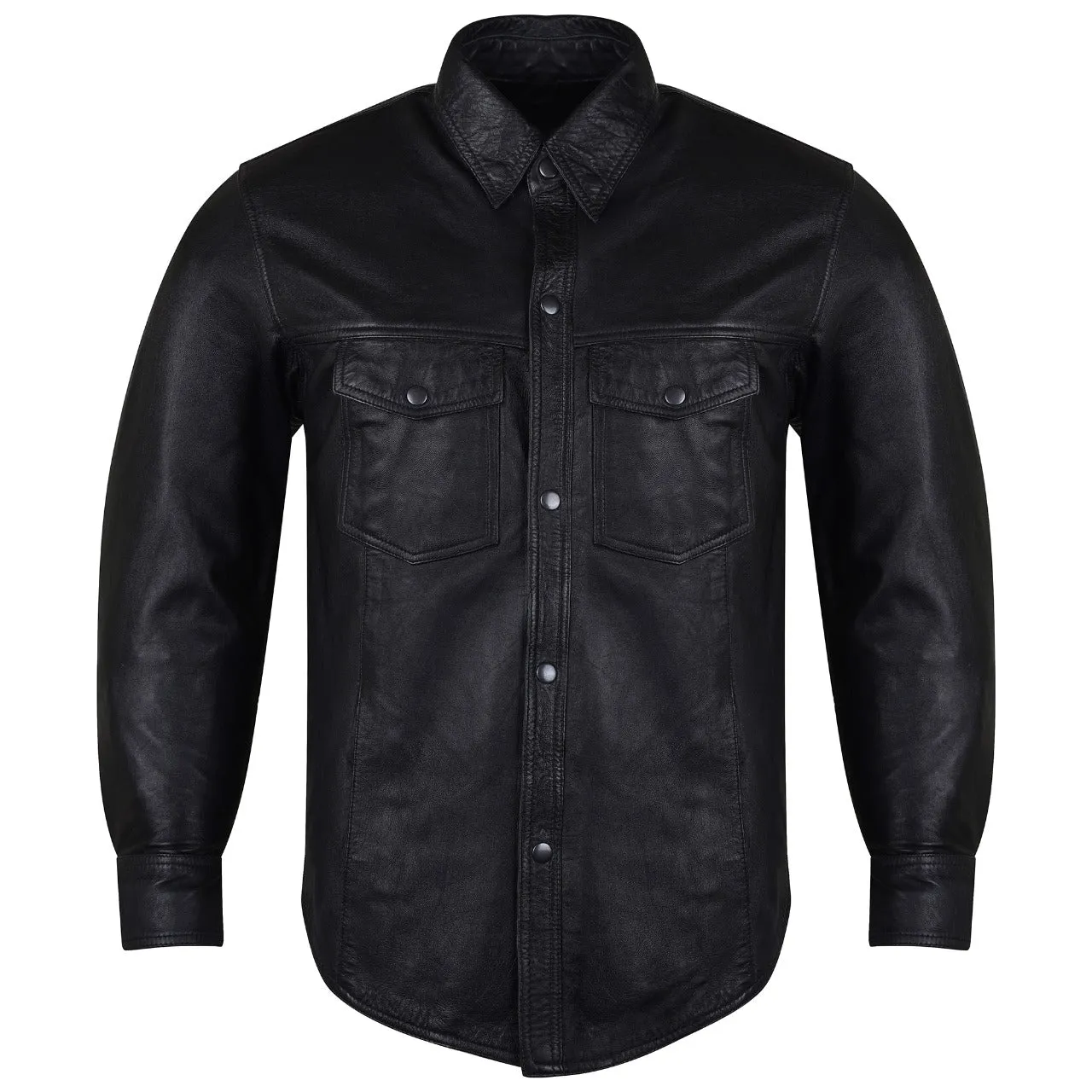 HMM504 Vance Leather High Mileage Men's Black Naked Cowhide Leather Shirt