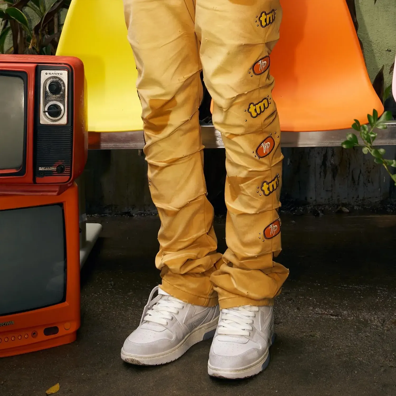 Men's Crinkle Gold Denim Pant
