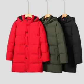 Men's Plus Size Thickened Thermal Long Pure Color Cotton Clothing Coat