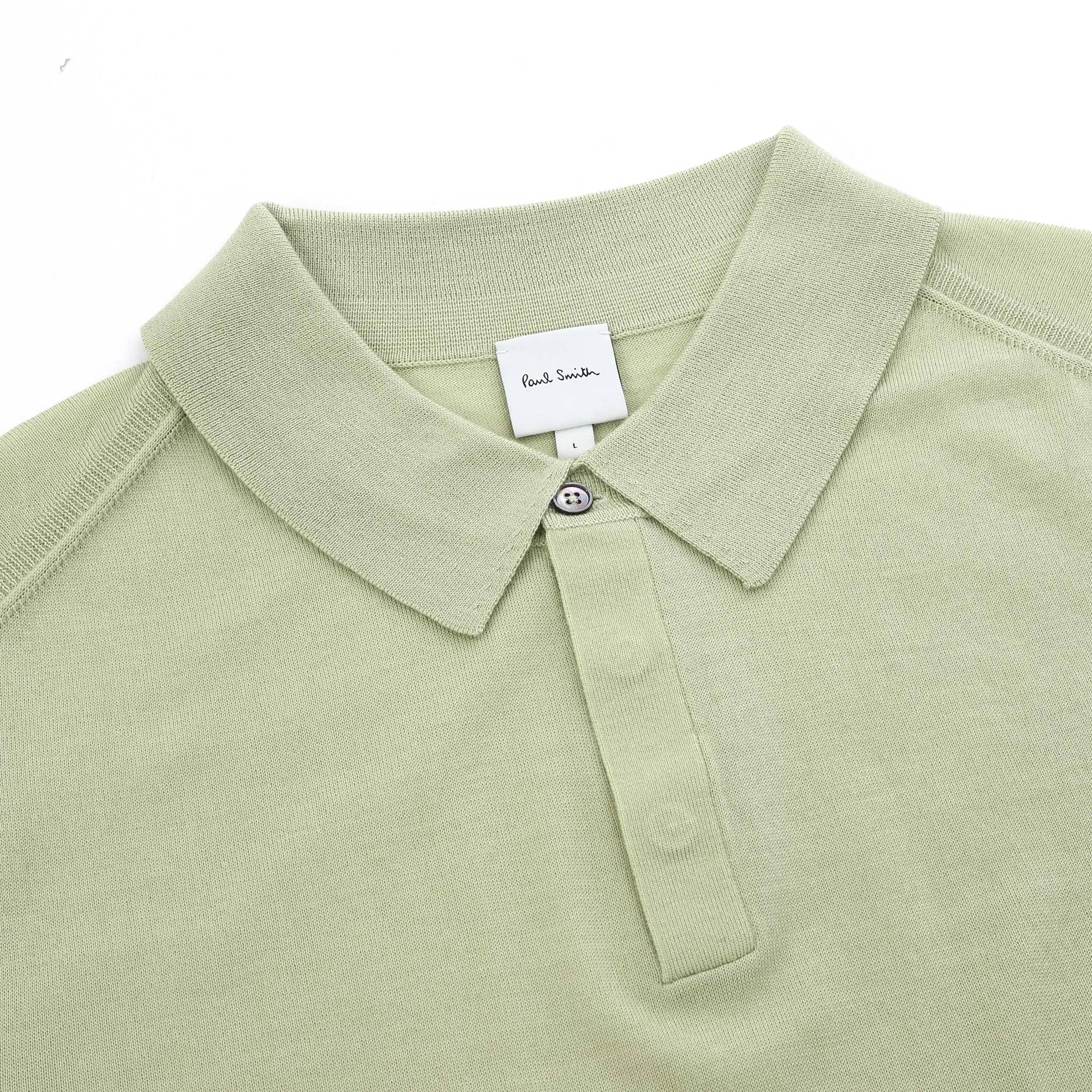 Paul Smith Sweater Long Sleeve Polo in Lime Green