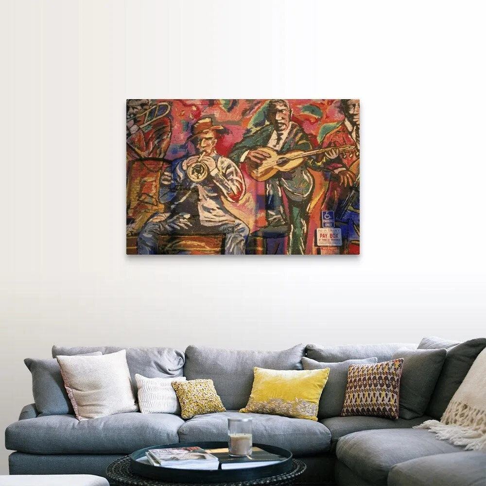 "Artwork displaying men with musical instruments" Canvas Wall Art