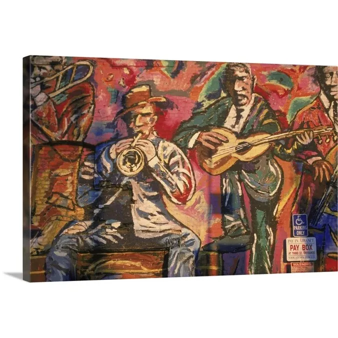 "Artwork displaying men with musical instruments" Canvas Wall Art