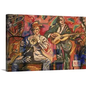 "Artwork displaying men with musical instruments" Canvas Wall Art
