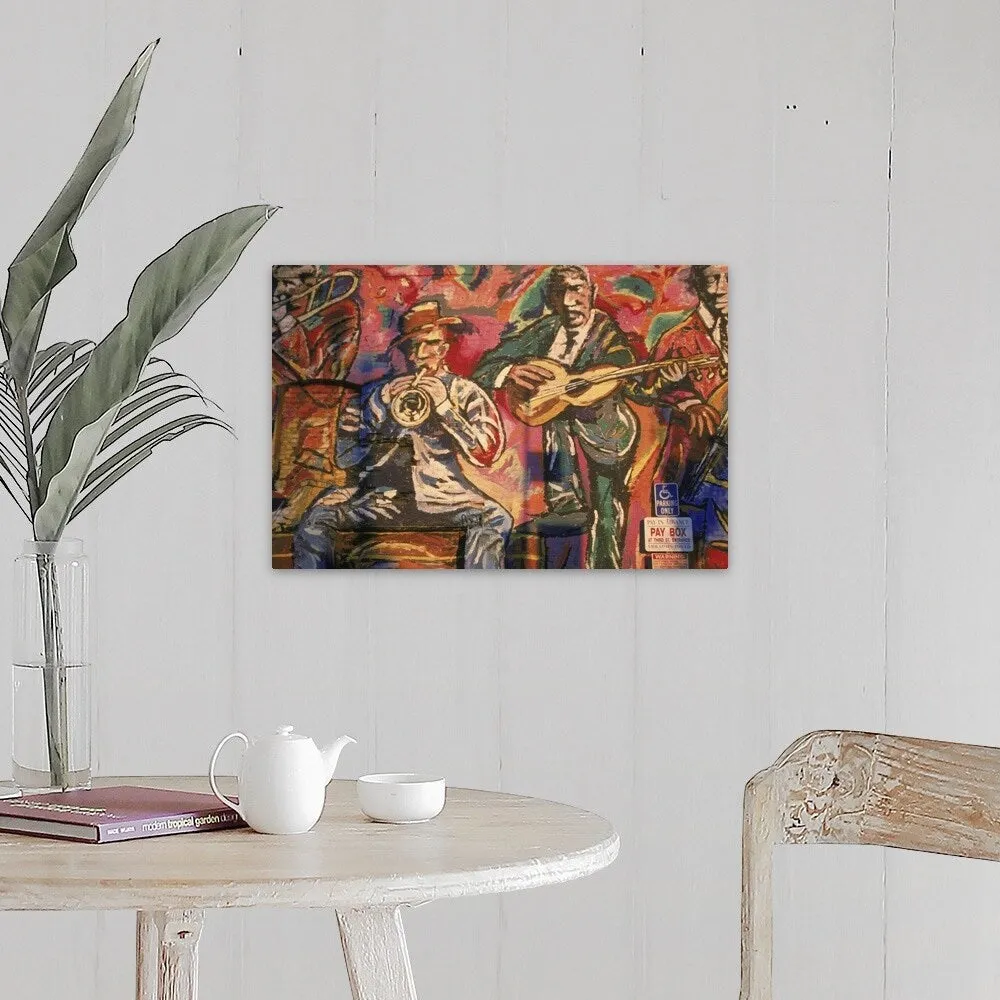 "Artwork displaying men with musical instruments" Canvas Wall Art