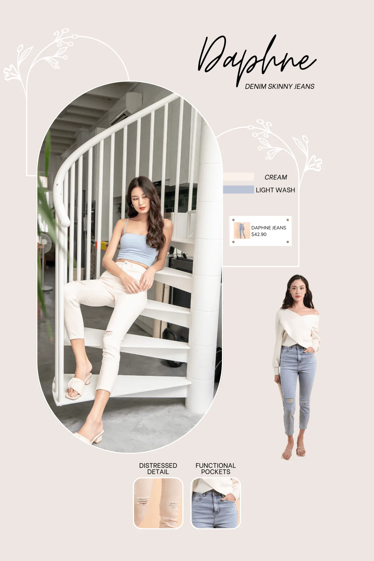 RESTOCKED** DAPHNE DENIM SKINNY JEANS IN LIGHT WASH