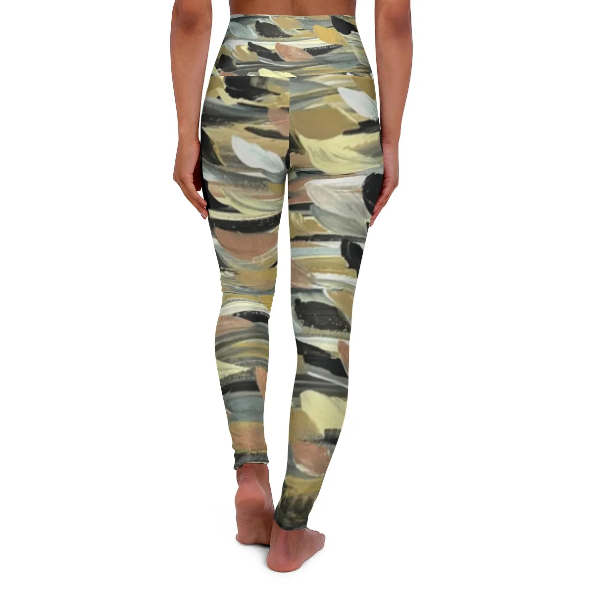 Rose Gold Brushstrokes - High Waisted Yoga Leggings
