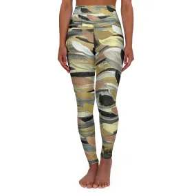 Rose Gold Brushstrokes - High Waisted Yoga Leggings