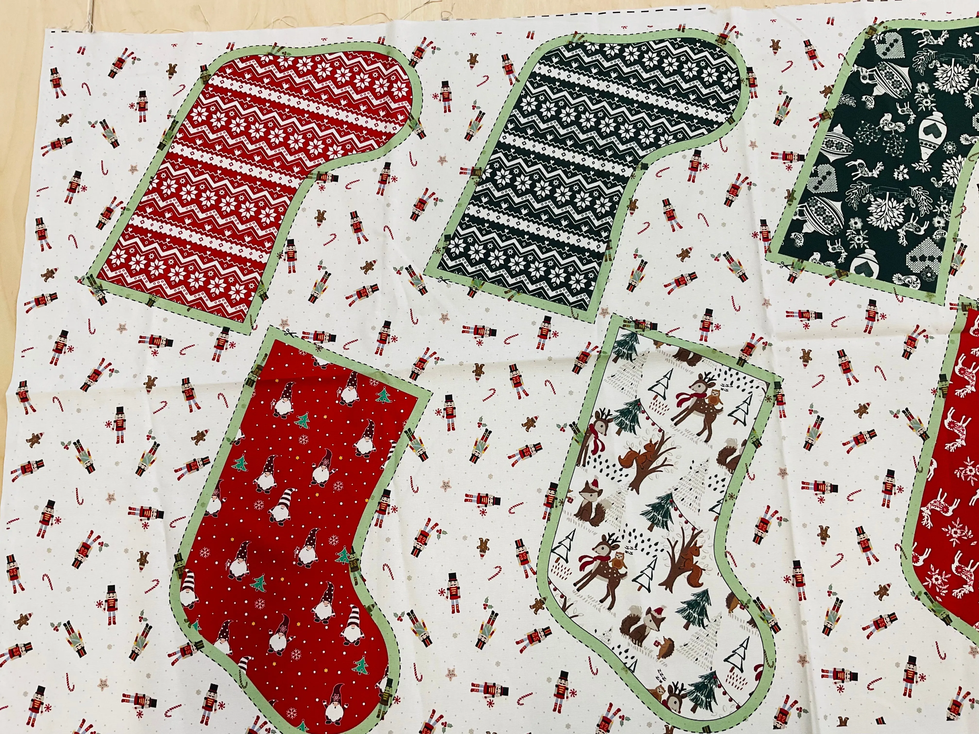 SALE Christmas Stocking Cotton Canvas Panel