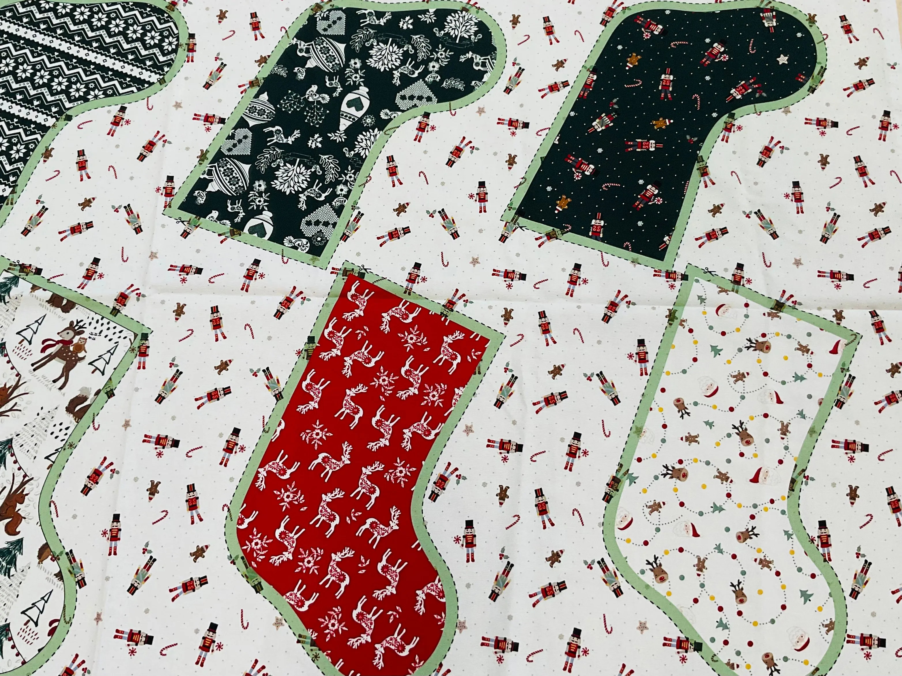 SALE Christmas Stocking Cotton Canvas Panel
