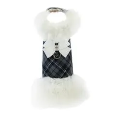 SCOTTY CHARCOAL PLAID WHITE FOX FUR COAT
