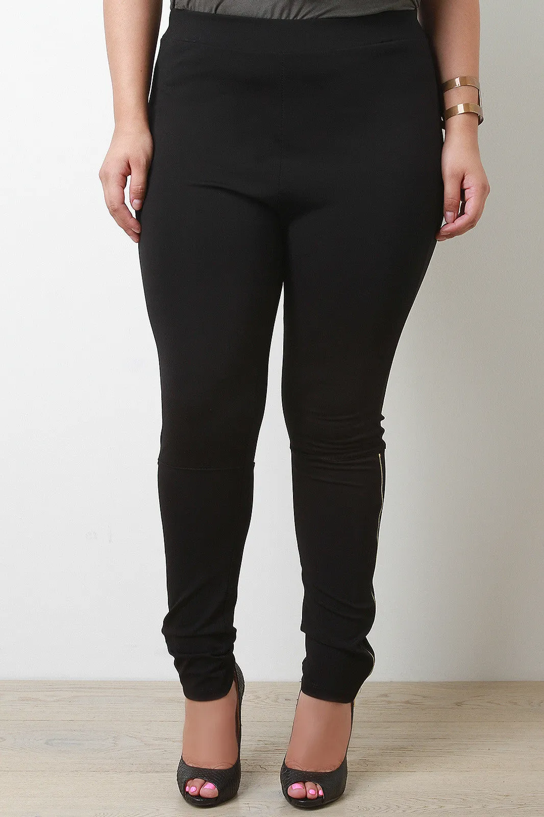 Side Zipper Legging Pants