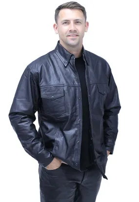 Snap Up Leather Shirt #MS1559K - UP TO 7X