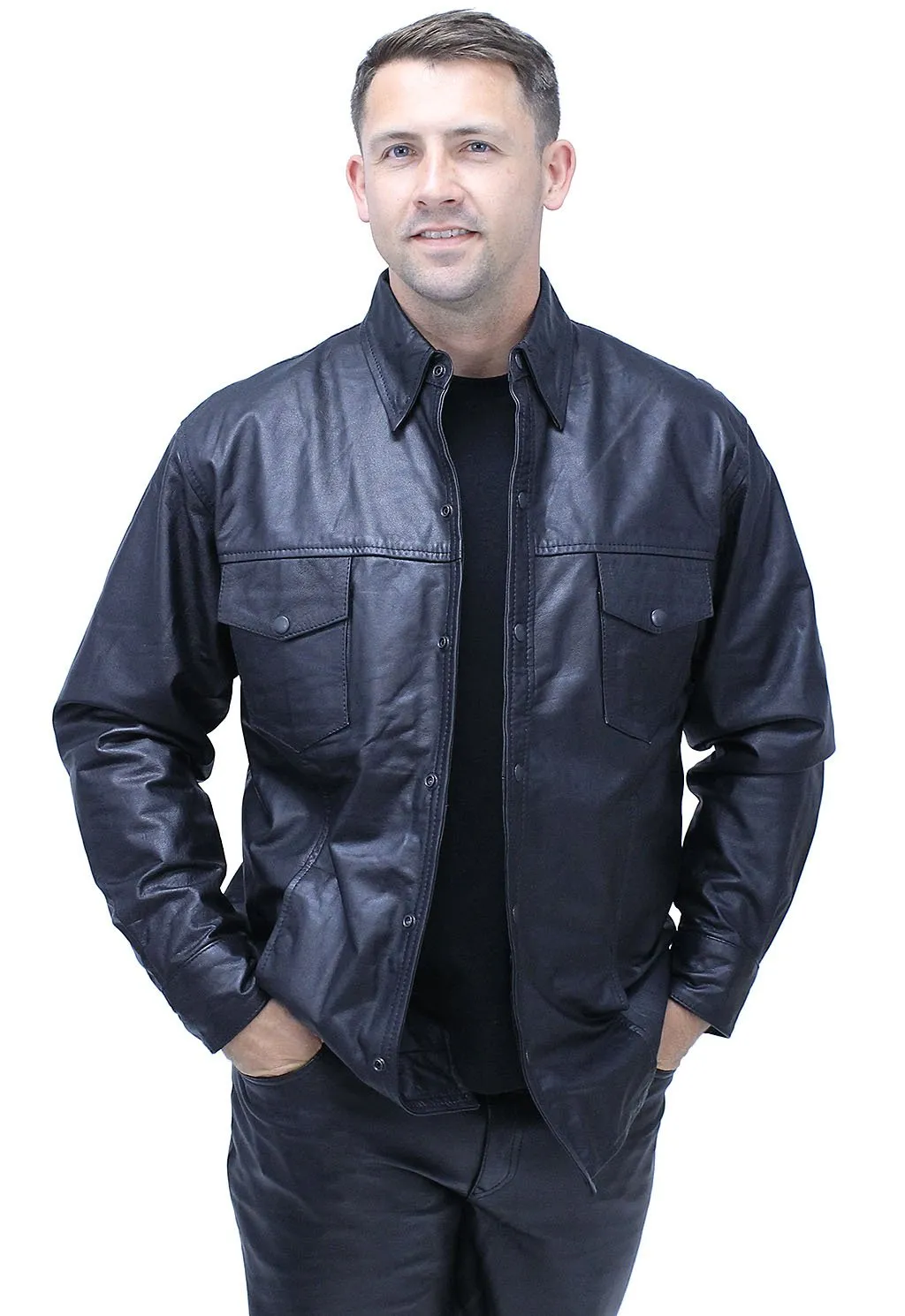 Snap Up Leather Shirt #MS1559K - UP TO 7X