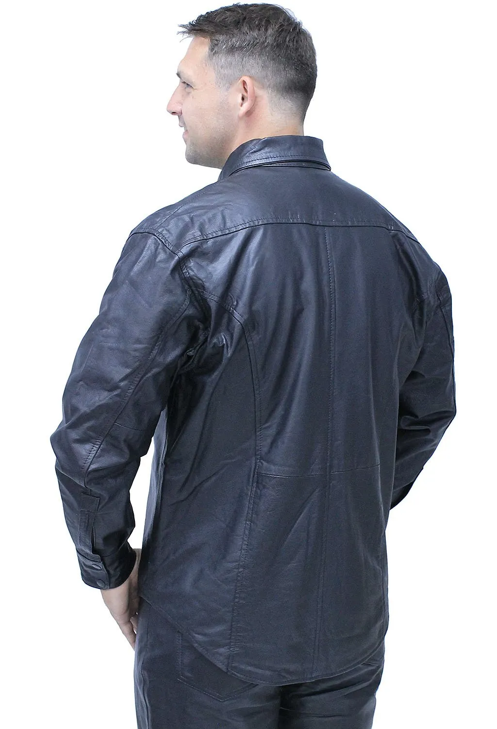 Snap Up Leather Shirt #MS1559K - UP TO 7X