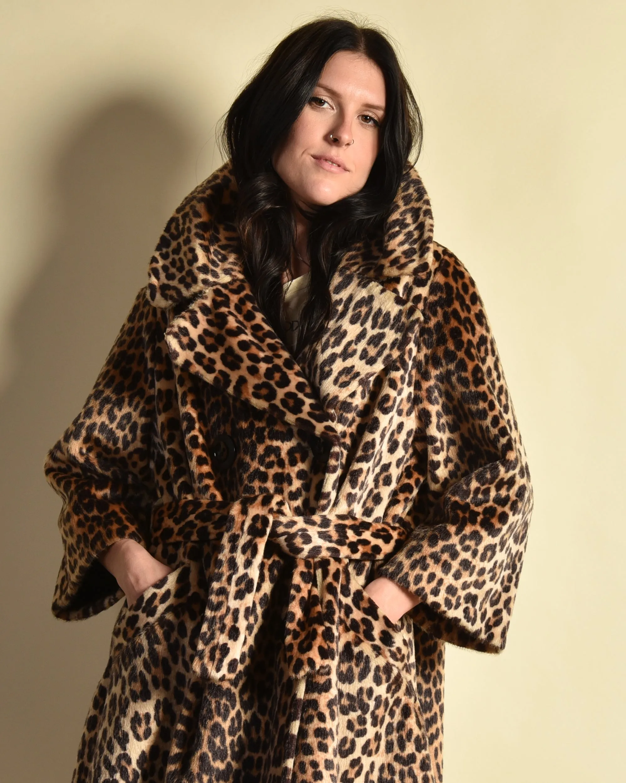 Somali 1960s Leopard Print Faux Fur Coat