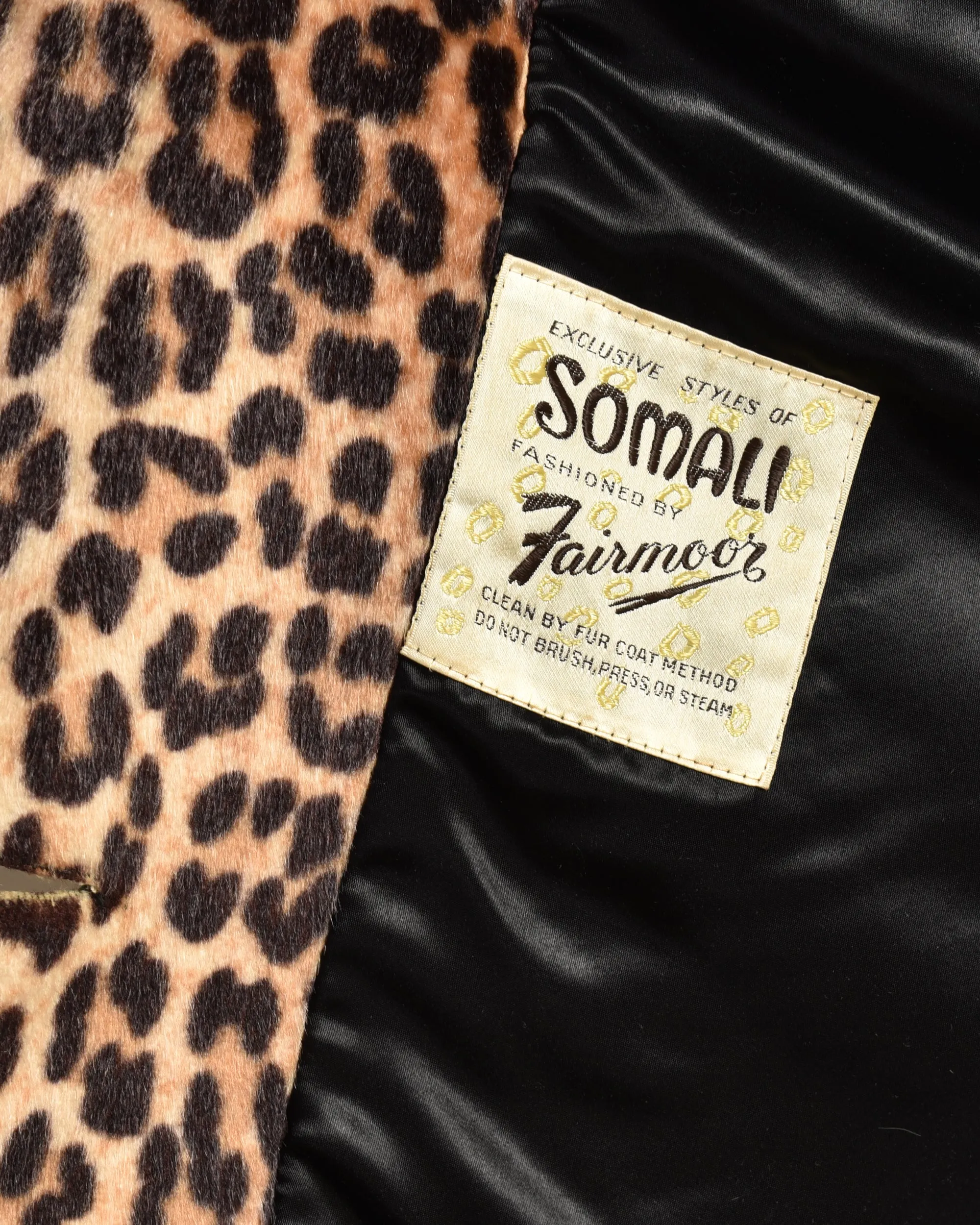Somali 1960s Leopard Print Faux Fur Coat