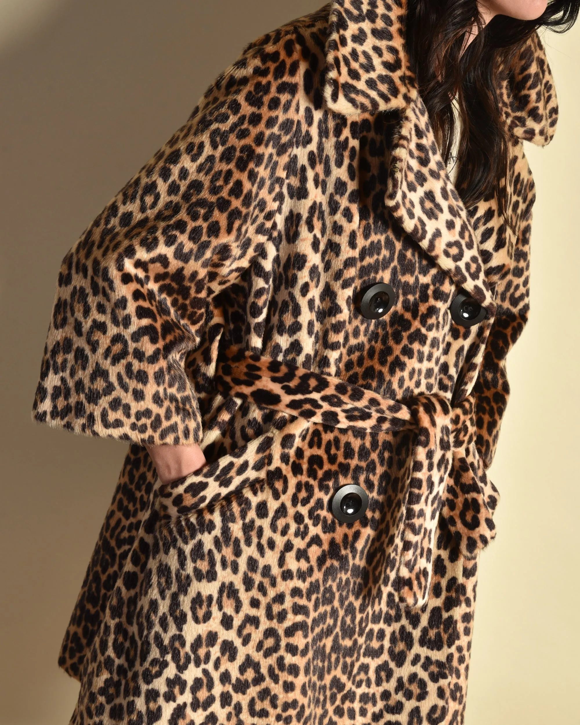 Somali 1960s Leopard Print Faux Fur Coat