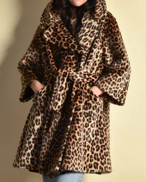 Somali 1960s Leopard Print Faux Fur Coat