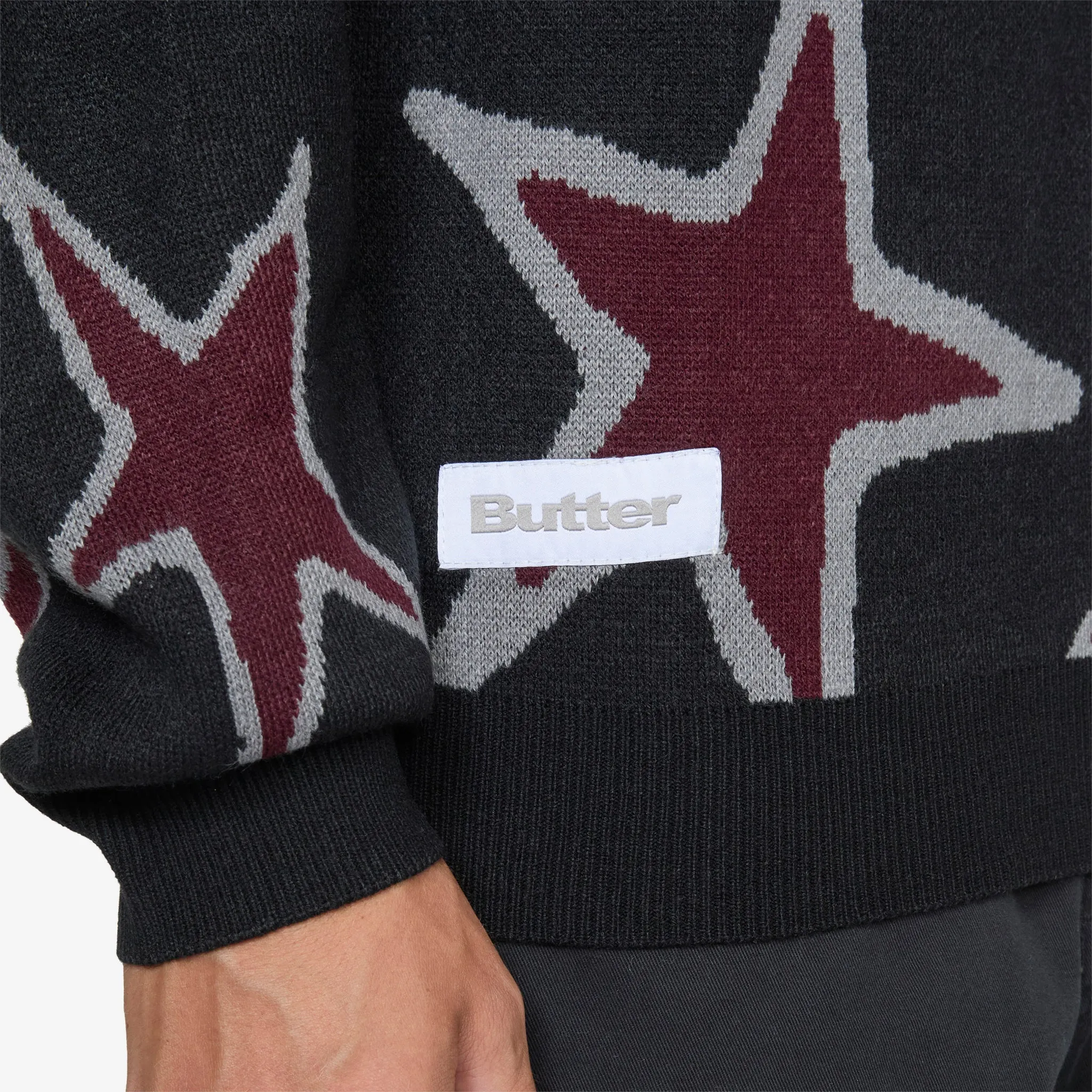 Star Polo Knit Sweater Black