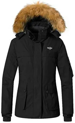 Wantdo Women's Warm Parka Mountain Ski Fleece Jacket Waterproof Windproof Winter Rain Coat Outdoors Anorak