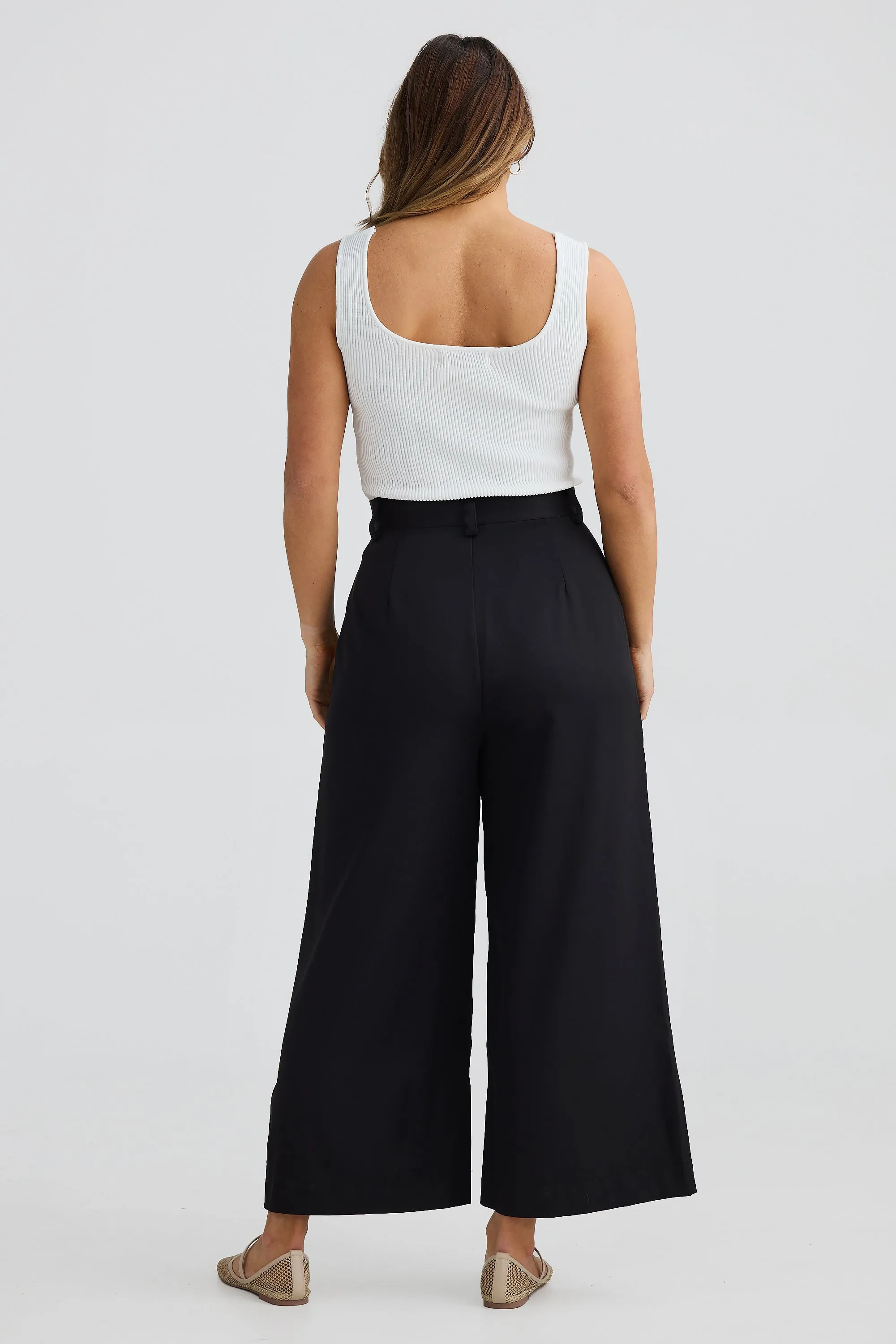Wide Leg Pocket Pants - Black