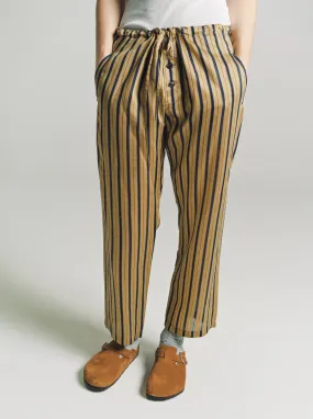 Yellow Multi Viscose & Silk Alumni Stripe Pajama Pants