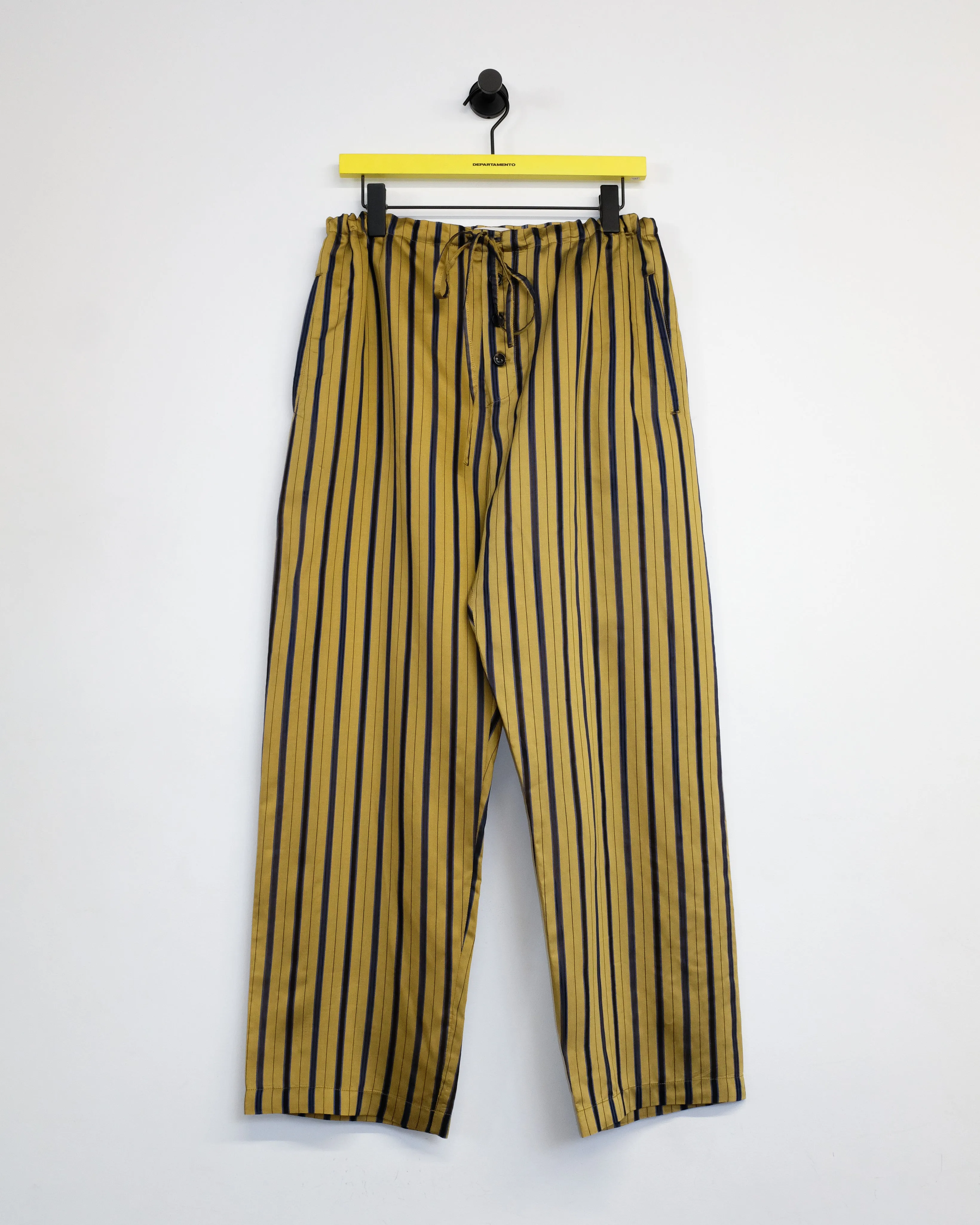 Yellow Multi Viscose & Silk Alumni Stripe Pajama Pants